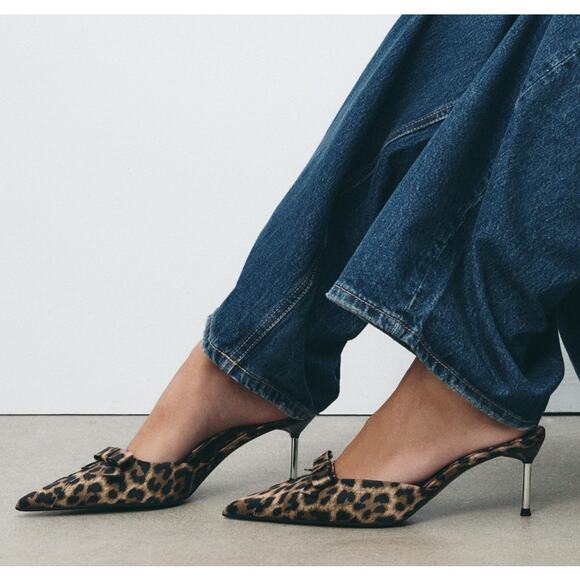ZARA Leopard Print Heeled Shoes NWT - Picture 1 of 16